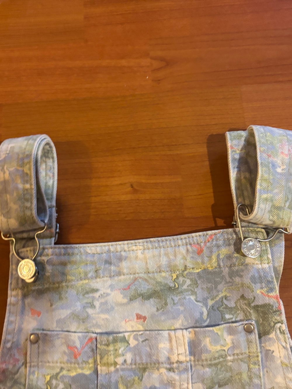 Pilcro Floral-Print Denim Short Overalls in Light Blue & Green - Picture 6 of 6